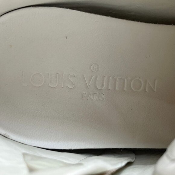 Louis Vuitton White High Top Sneakers Ladies Size 35.5 Leather & Suede With Mono - Picture 2 of 9